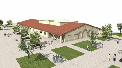 Architectural rendering of classroom complex.